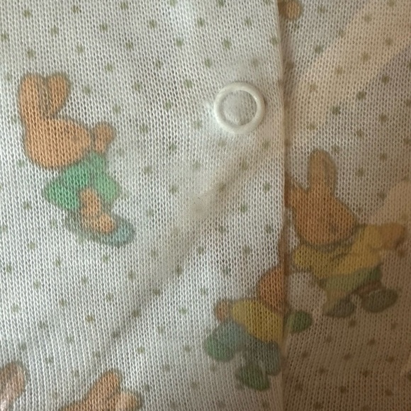 Vtg 80s Baby Sleeper One Piece Sleep & Play 2 Pk Bunnies Rabbit Sz 14-17lbs - Picture 6 of 6